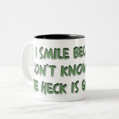 2 Couleurs Tasse de café drôle avec l'énonciation (Devant gauche)