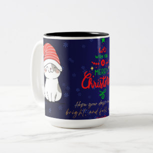 2 Couleurs Tasse de café drôle de chats de Noël