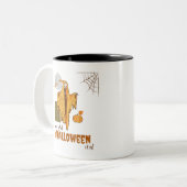 2 Couleurs Tasse de café drôle de squelette d'Halloween (Devant gauche)