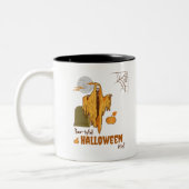 2 Couleurs Tasse de café drôle de squelette d'Halloween (Gauche)