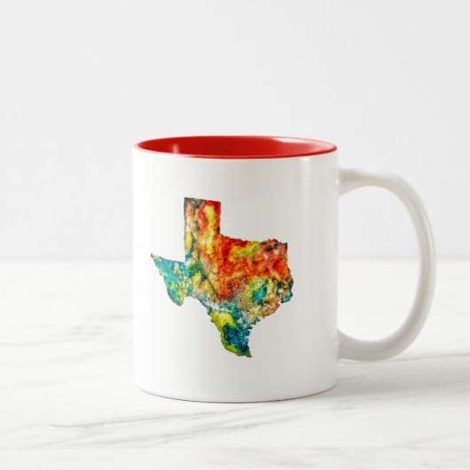 2 Couleurs Tasse de café du Texas d'aquarelle (Droit)