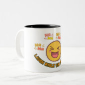 2 Couleurs Tasse de café Émoticône de Rire (Devant gauche)