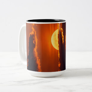 2 Couleurs Tasse de café en beaux-arts de coucher de soleil c