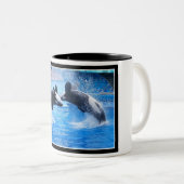2 Couleurs Tasse de café en céramique de photo de baleine (Devant droit)