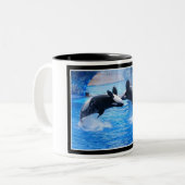 2 Couleurs Tasse de café en céramique de photo de baleine (Devant gauche)