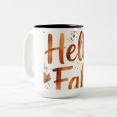 2 Couleurs Tasse de café en typographie Rustique Hello Fall (Devant gauche)