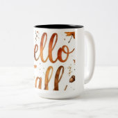 2 Couleurs Tasse de café en typographie Rustique Hello Fall (Devant droit)