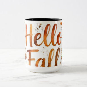 2 Couleurs Tasse de café en typographie Rustique Hello Fall