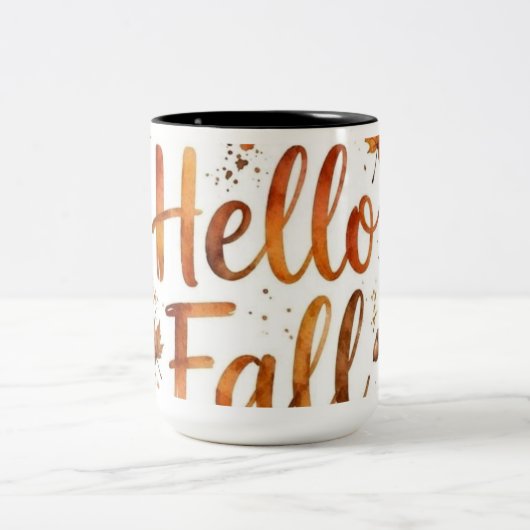 2 Couleurs Tasse de café en typographie Rustique Hello Fall (Centre)