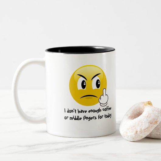 2 Couleurs Tasse de café et de café de doigts moyens (emoji) (Avec donut)