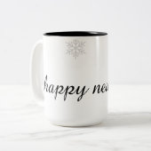 2 Couleurs Tasse de café flocon de neige Bonne Année (Devant gauche)