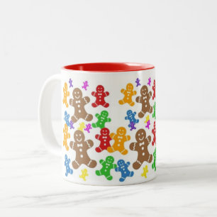 2 Couleurs Tasse de café gaie de bonhommes en pain d'épice