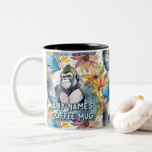 2 Couleurs Tasse de café Gorille tenant le Grand Livre