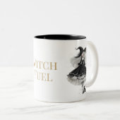 2 Couleurs Tasse de café gothique Carburant de Sorcière (Devant droit)