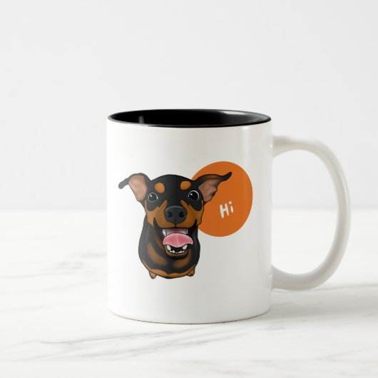 2 Couleurs Tasse de café heureuse de chien de Pinscher (Droit)