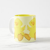 2 Couleurs Tasse de café heureuse de triplets de canard (Devant gauche)