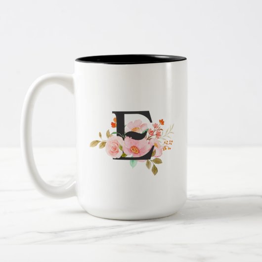2 Couleurs Tasse de café Lettre E (Gauche)