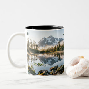 2 Couleurs Tasse de café Paysage de Montagne Magnifique