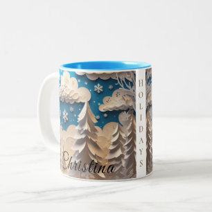 2 Couleurs Tasse de café Paysage Hivernal Enchanté