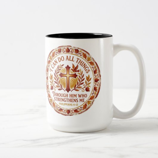 2 Couleurs Tasse de café Philippiens 4:13 Verset de la Bible  (Droit)