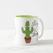 2 Couleurs Tasse de café pointue de séjour drôle de cactus (Devant droit)