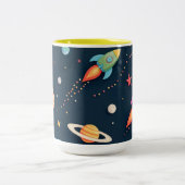 2 Couleurs Tasse de café pour enfants avec aventure spatiale (Centre)