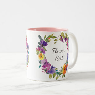 2 Couleurs tasse de café pourpre rose florale de demoiselle