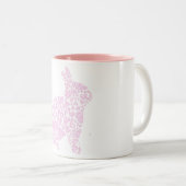 2 Couleurs Tasse de café rose de lapin (Devant droit)