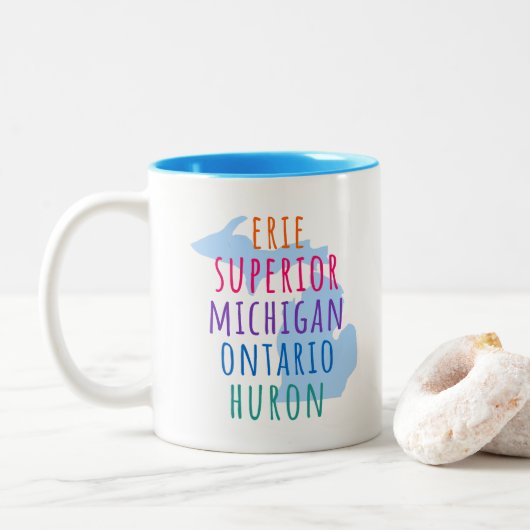 2 Couleurs Tasse de café Simple Texte Mitten State des Grands (Avec donut)