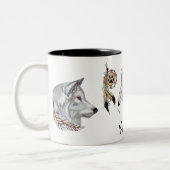 2 Couleurs Tasse de café tribale d'esprit de loup de Natif (Gauche)