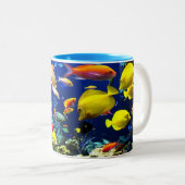 2 Couleurs Tasse de café tropicale de poissons (Devant droit)