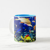 2 Couleurs Tasse de café tropicale de poissons (Devant gauche)