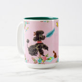 2 Couleurs Tasse de café vintage de caniche (Devant gauche)