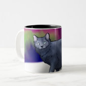 2 Couleurs Tasse de chat de lumières du nord (l'aurore) (Devant gauche)