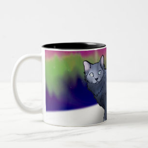 2 Couleurs Tasse de chat de lumières du nord (l'aurore)