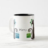 2 Couleurs Tasse de chat de Père Noël (Devant gauche)