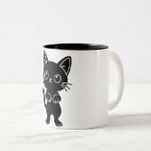 2 Couleurs Tasse de chat noir (Devant droit)