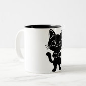2 Couleurs Tasse de chat noir (Devant gauche)