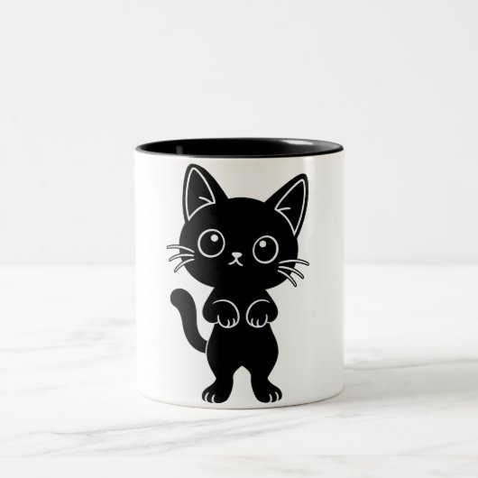 2 Couleurs Tasse de chat noir (Centre)