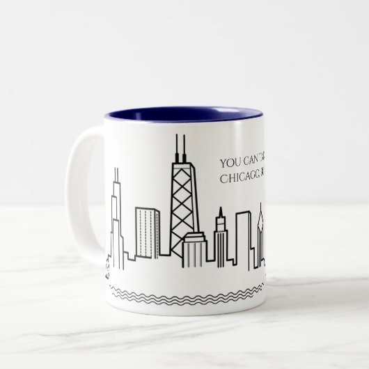 2 Couleurs Tasse de citation d'horizon de Chicago (Devant gauche)