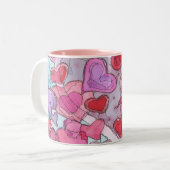 2 Couleurs Tasse de coeurs de Valentine (Devant gauche)