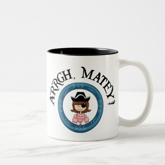 2 Couleurs Tasse de copain de fille de pirate d'Arrgh (Droit)