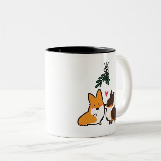 2 Couleurs Tasse de corgi de baiser de gui (Devant droit)