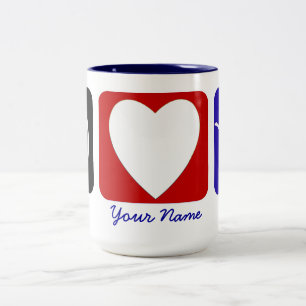 2 Couleurs Tasse de coutume de dégringolade d'amour de paix
