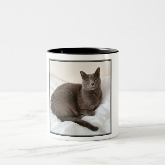 2 Couleurs Tasse de deux tons, chat bleu russe (Centre)