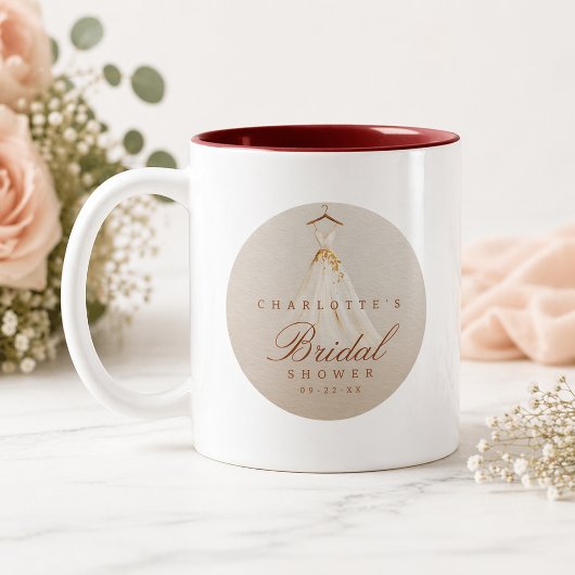 2 Couleurs Tasse de douche de mariée Elegant Fall avec graphi