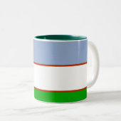 2 Couleurs Tasse de drapeau de l'Ouzbékistan (Devant droit)