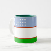 2 Couleurs Tasse de drapeau de l'Ouzbékistan (Devant gauche)