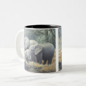 2 Couleurs Tasse "de famille d'éléphant" (Devant gauche)