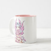 2 Couleurs Tasse "de fée rose de ruban" (Devant gauche)
